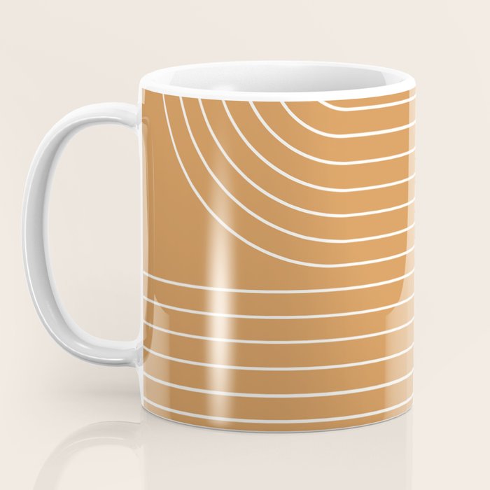 Minimal Line Curvature LXXXIII 70s Orange Mid Century Modern Arch Abstract Coffee Mug Gallery Image 3