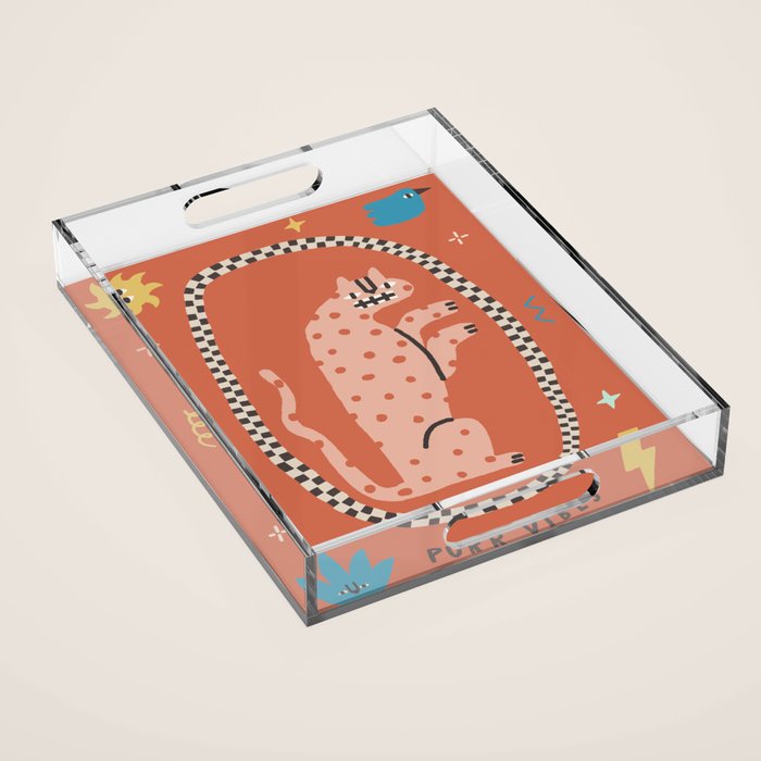 Trippy tiger in red Acrylic Tray Gallery Image 1