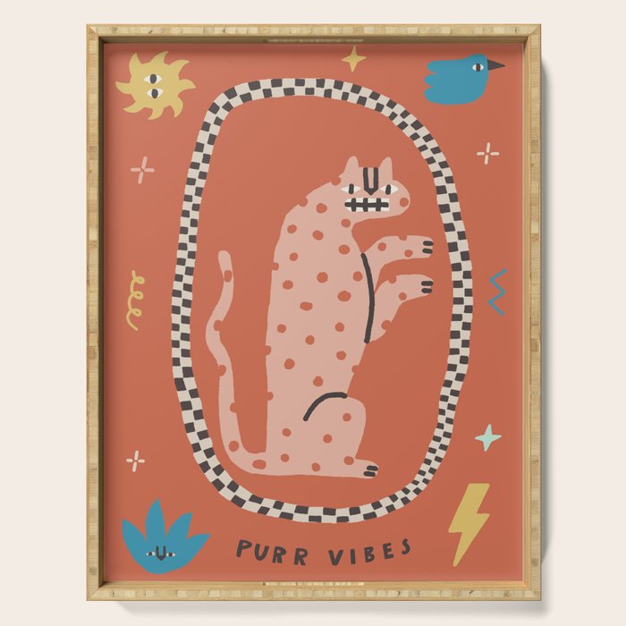 Trippy tiger in red Serving Tray Gallery Image 1
