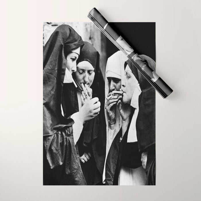 Nuns Smoking High Resolution Version Wrapping Paper Gallery Image 1