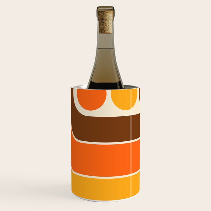 Retro 70s Style Geometric Design 664 Autumn Orange Yellow and Brown Wine Chiller Gallery Image 3