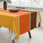 Retro 70s Style Geometric Design 664 Autumn Orange Yellow and Brown Tablecloth Gallery Image 3