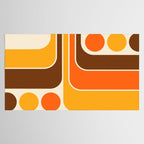 Retro 70s Style Geometric Design 664 Autumn Orange Yellow and Brown Tablecloth Gallery Image 2