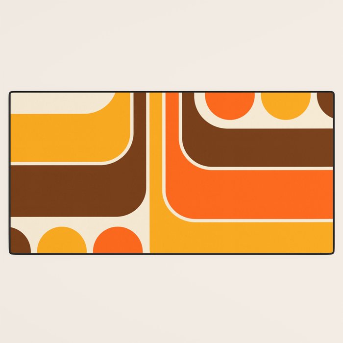 Retro 70s Style Geometric Design 664 Autumn Orange Yellow and Brown Desk Mat Gallery Image 3