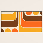 Retro 70s Style Geometric Design 664 Autumn Orange Yellow and Brown Desk Mat Gallery Image 3