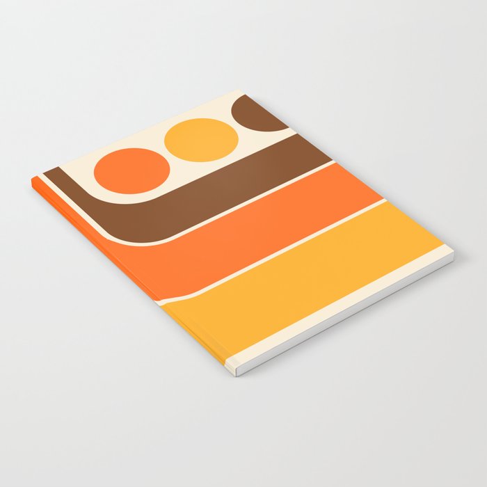 Retro 70s Style Geometric Design 664 Autumn Orange Yellow and Brown Notebook Gallery Image 2