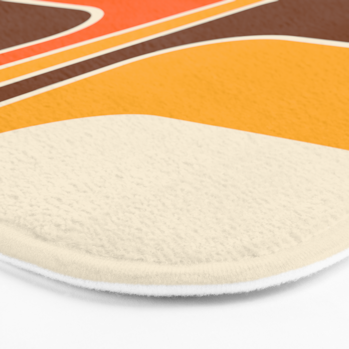 Retro 70s Style Geometric Design 664 Autumn Orange Yellow and Brown Bath Mat Gallery Image 3
