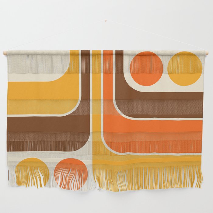 Retro 70s Style Geometric Design 664 Autumn Orange Yellow and Brown Wall Hanging Gallery Image 1