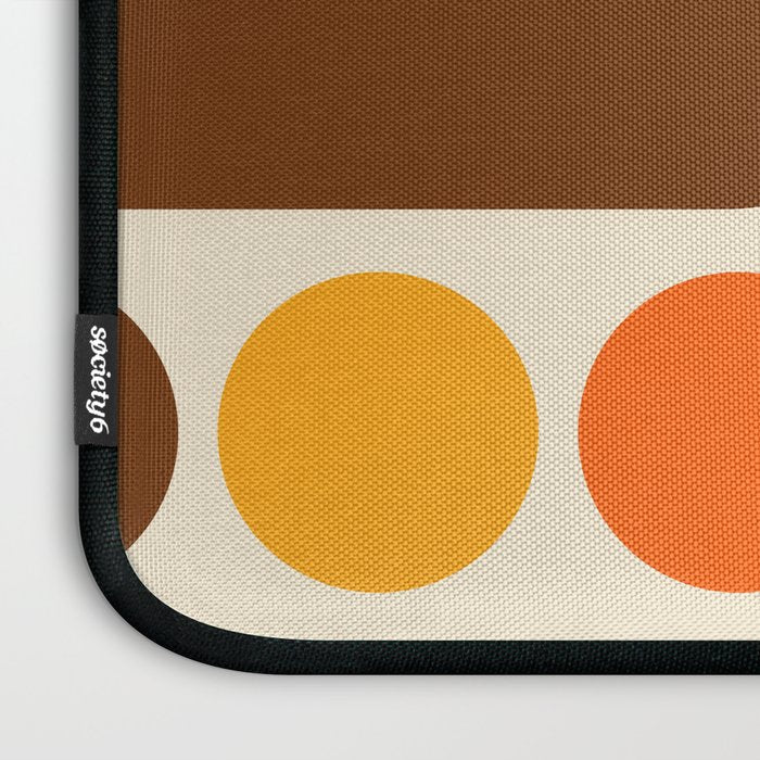 Retro 70s Style Geometric Design 664 Autumn Orange Yellow and Brown Laptop Sleeve Gallery Image 3