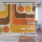 Retro 70s Style Geometric Design 664 Autumn Orange Yellow and Brown Wall Mural Gallery Image 1