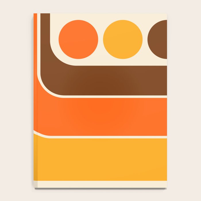 Retro 70s Style Geometric Design 664 Autumn Orange Yellow and Brown Notebook Gallery Image 4