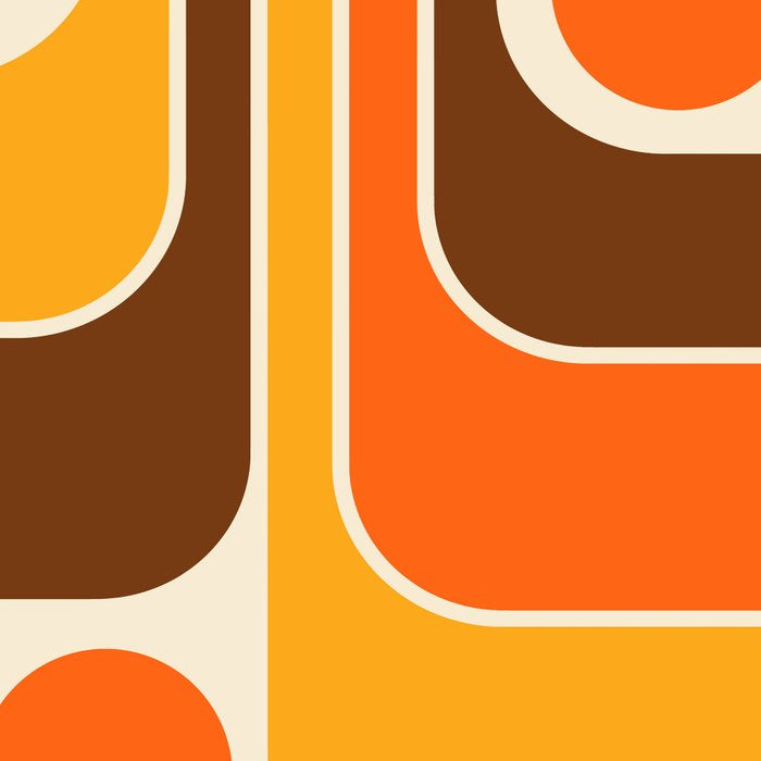 Retro 70s Style Geometric Design 664 Autumn Orange Yellow and Brown Coffee Mug Gallery Image 2