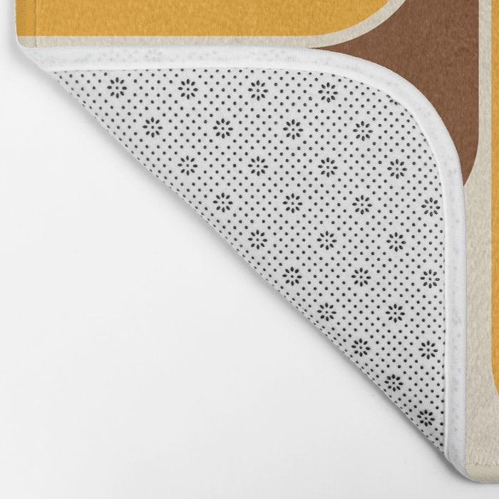 Retro 70s Style Geometric Design 664 Autumn Orange Yellow and Brown Bath Mat Gallery Image 2