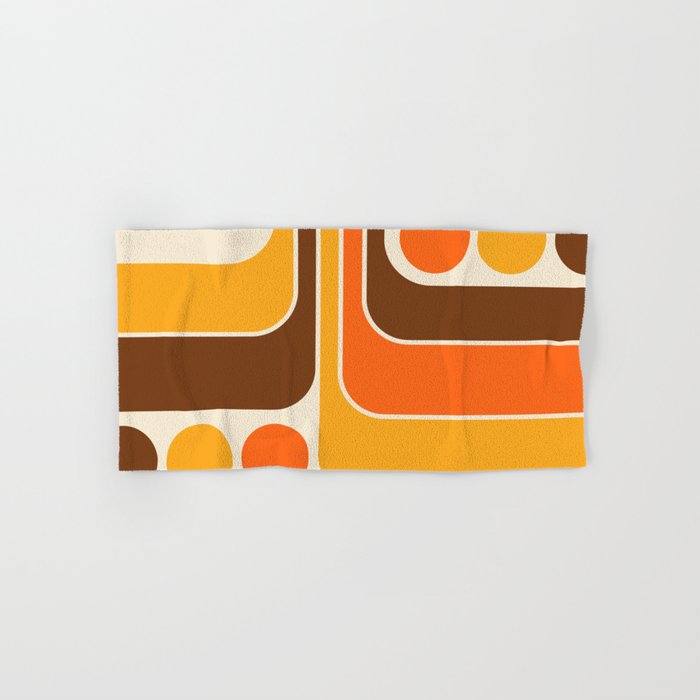 Retro 70s Style Geometric Design 664 Autumn Orange Yellow and Brown Bath Towel Gallery Image 1