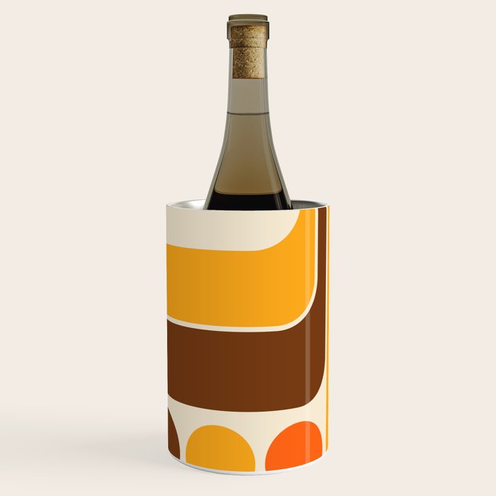Retro 70s Style Geometric Design 664 Autumn Orange Yellow and Brown Wine Chiller Gallery Image 2