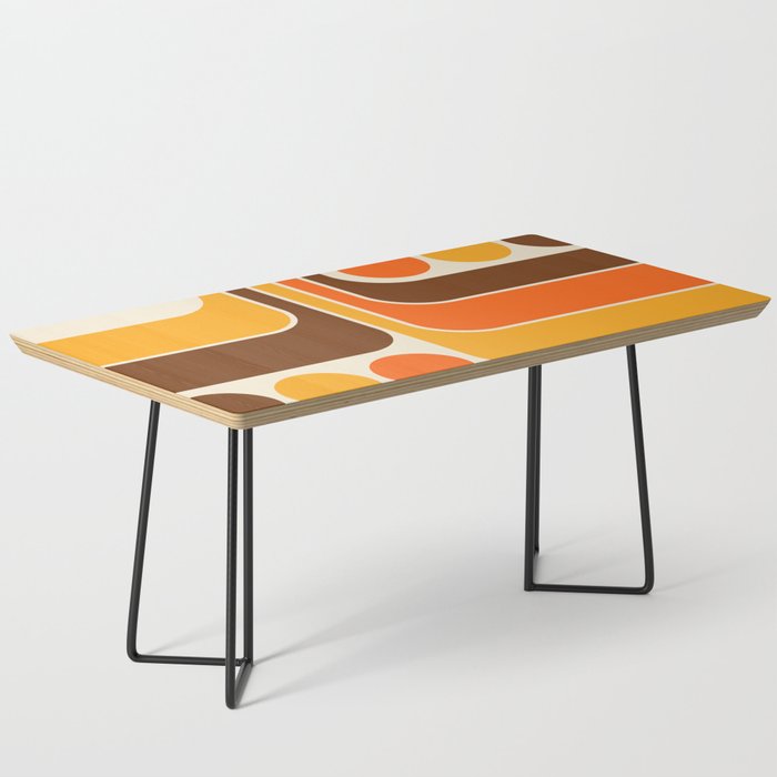 Retro 70s Style Geometric Design 664 Autumn Orange Yellow and Brown Coffee Table Gallery Image 1