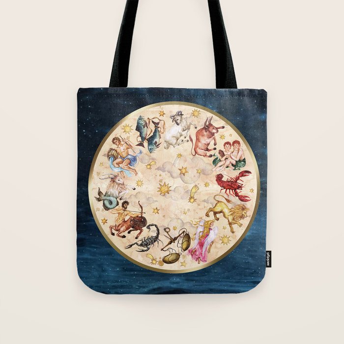 Vintage Astrology Zodiac Wheel Tote Bag Gallery Image 1