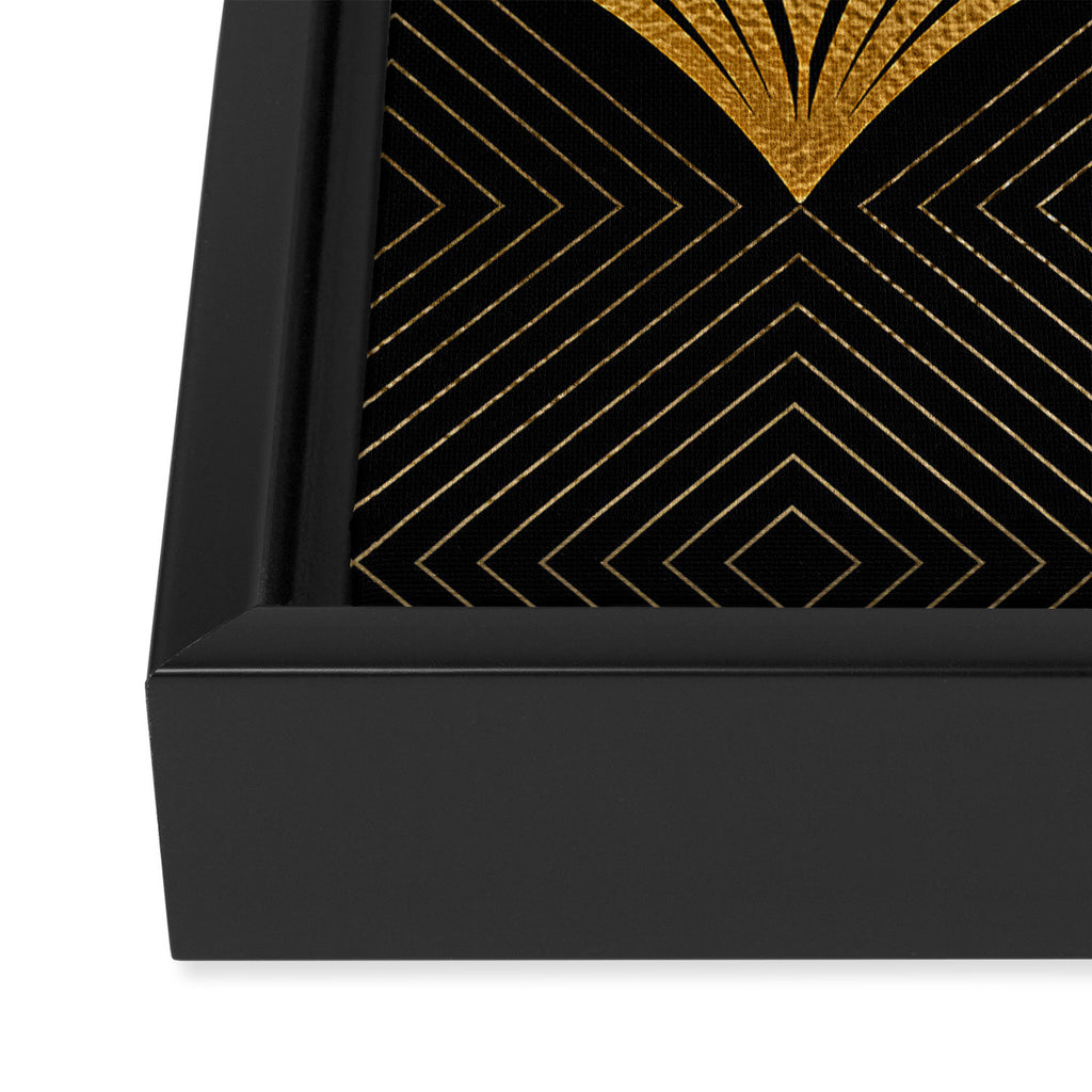 Art Deco Luxurious Gold and Ebony Black Elegant Design Framed Canvas Print Gallery Image 3