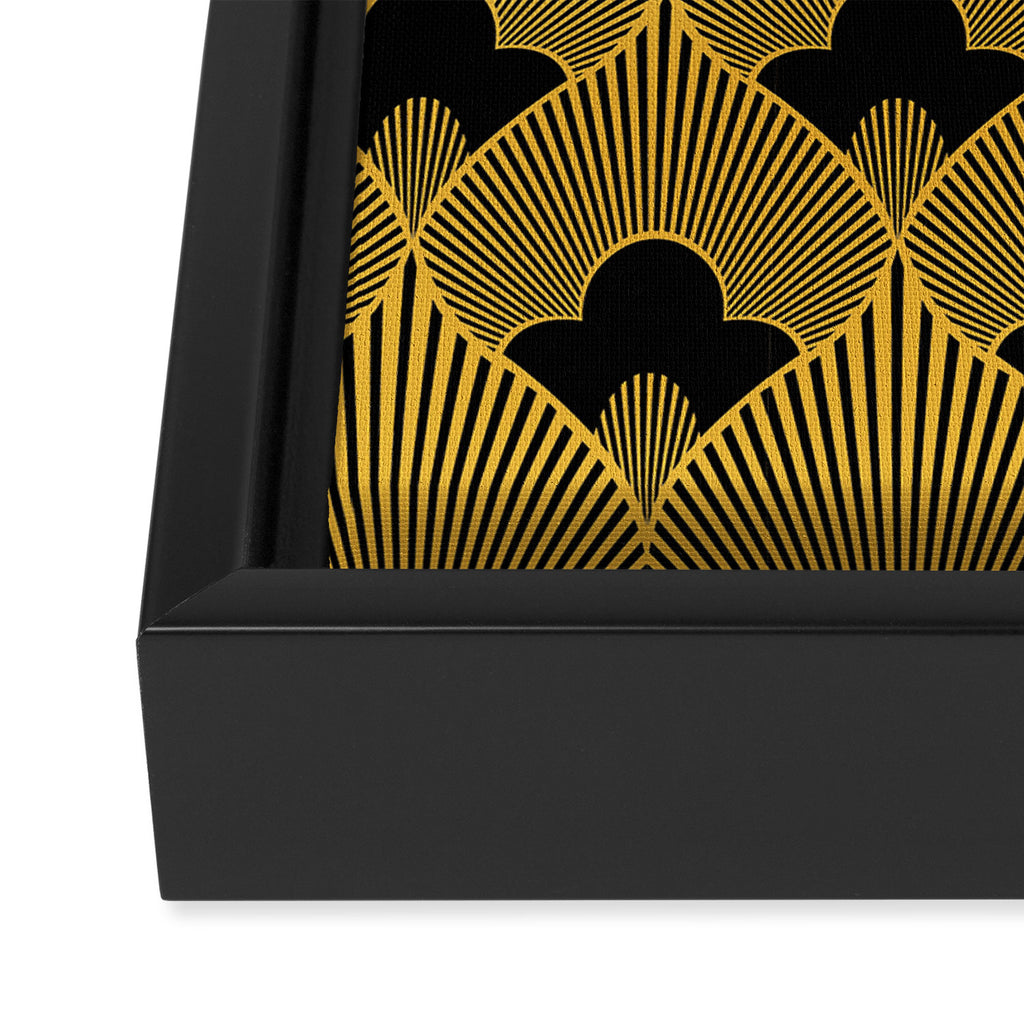 Art Deco Pattern in Gold and Jet Black Framed Canvas Print Gallery Image 3