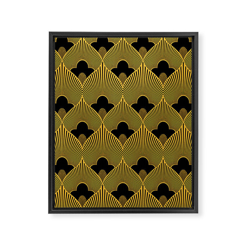 Art Deco Pattern in Gold and Jet Black Framed Canvas Print Gallery Image 8