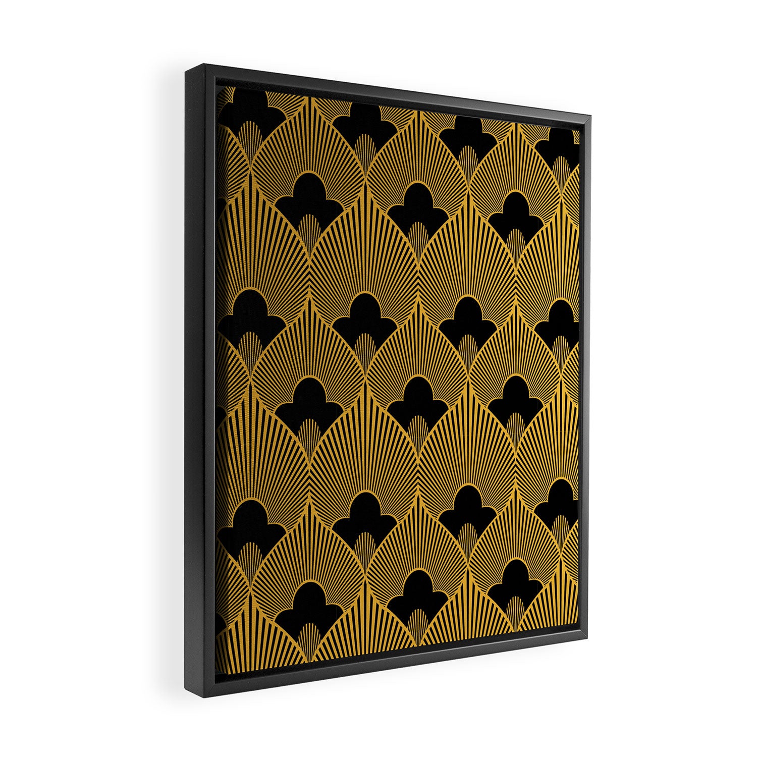 Art Deco Pattern in Gold and Jet Black Framed Canvas Print Gallery Image 2