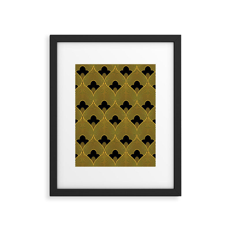 Art Deco Pattern in Gold and Jet Black Framed Art Print Gallery Image 6