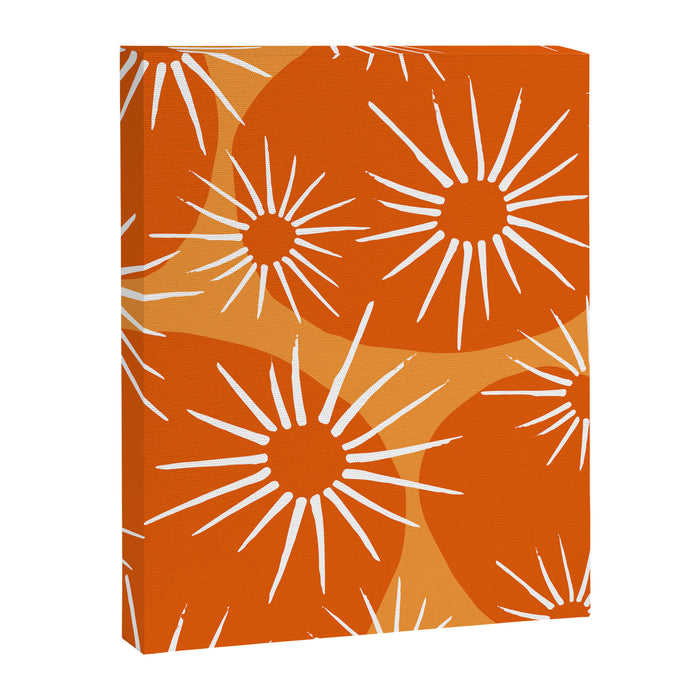 Mid-Century Modern 1950's Bright Orange Tangerine Sunburst Pattern Canvas Print Gallery Image 1