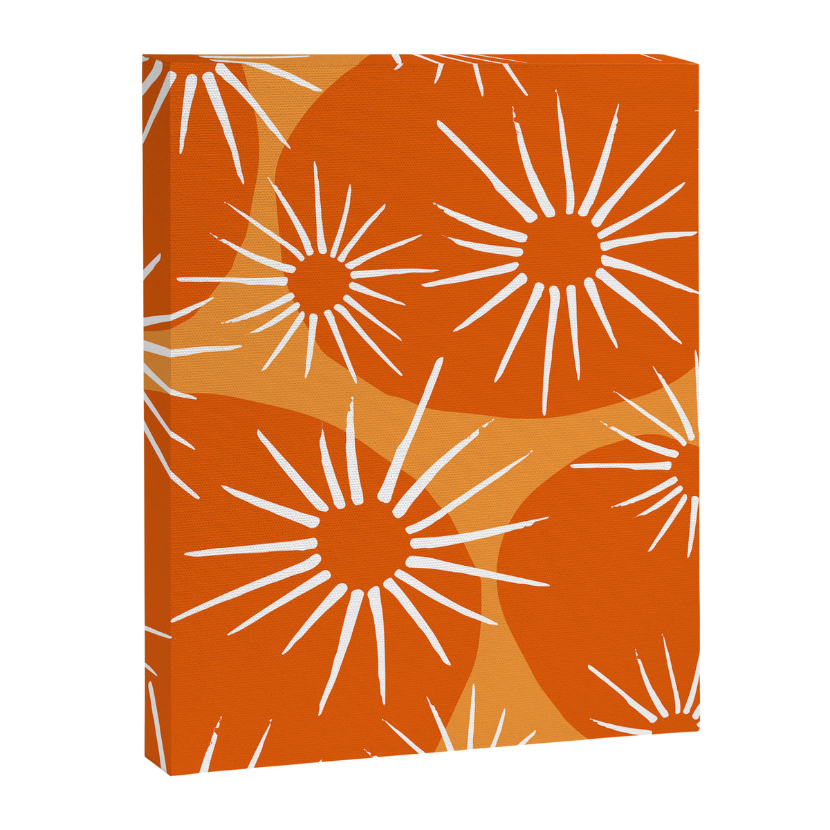 Mid-Century Modern 1950's Bright Orange Tangerine Sunburst Pattern Canvas Print Gallery Image 8