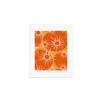 Mid-Century Modern 1950's Bright Orange Tangerine Sunburst Pattern Art Print Gallery Image 1
