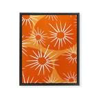 Mid-Century Modern 1950's Bright Orange Tangerine Sunburst Pattern Framed Canvas Print Gallery Image 8