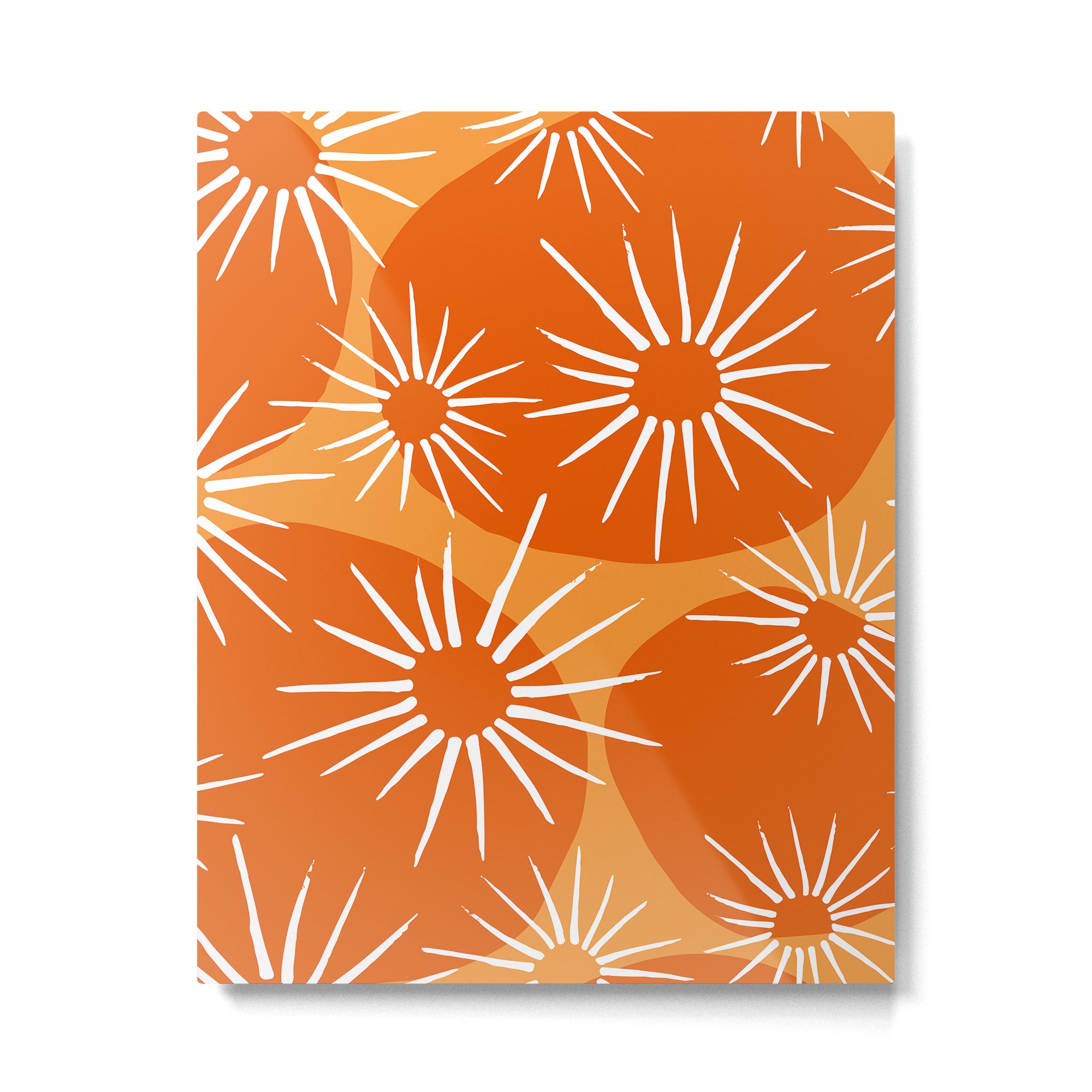 Mid-Century Modern 1950's Bright Orange Tangerine Sunburst Pattern Metal Print Gallery Image 6