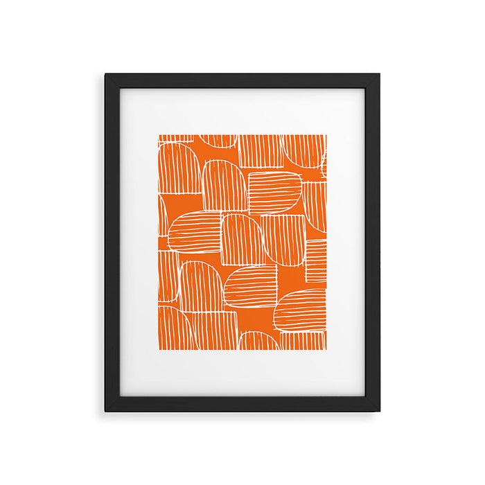 Mid-Century Modern 1950's Orange Juice Mimosa Colored Abstract Framed Art Print Gallery Image 1