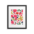 Mid-Century Modern Pink Floral And Leaves Designs Framed Art Print Gallery Image 6