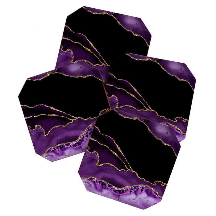 Purple Agate With Gold Glitter Veins Coaster Gallery Image 1