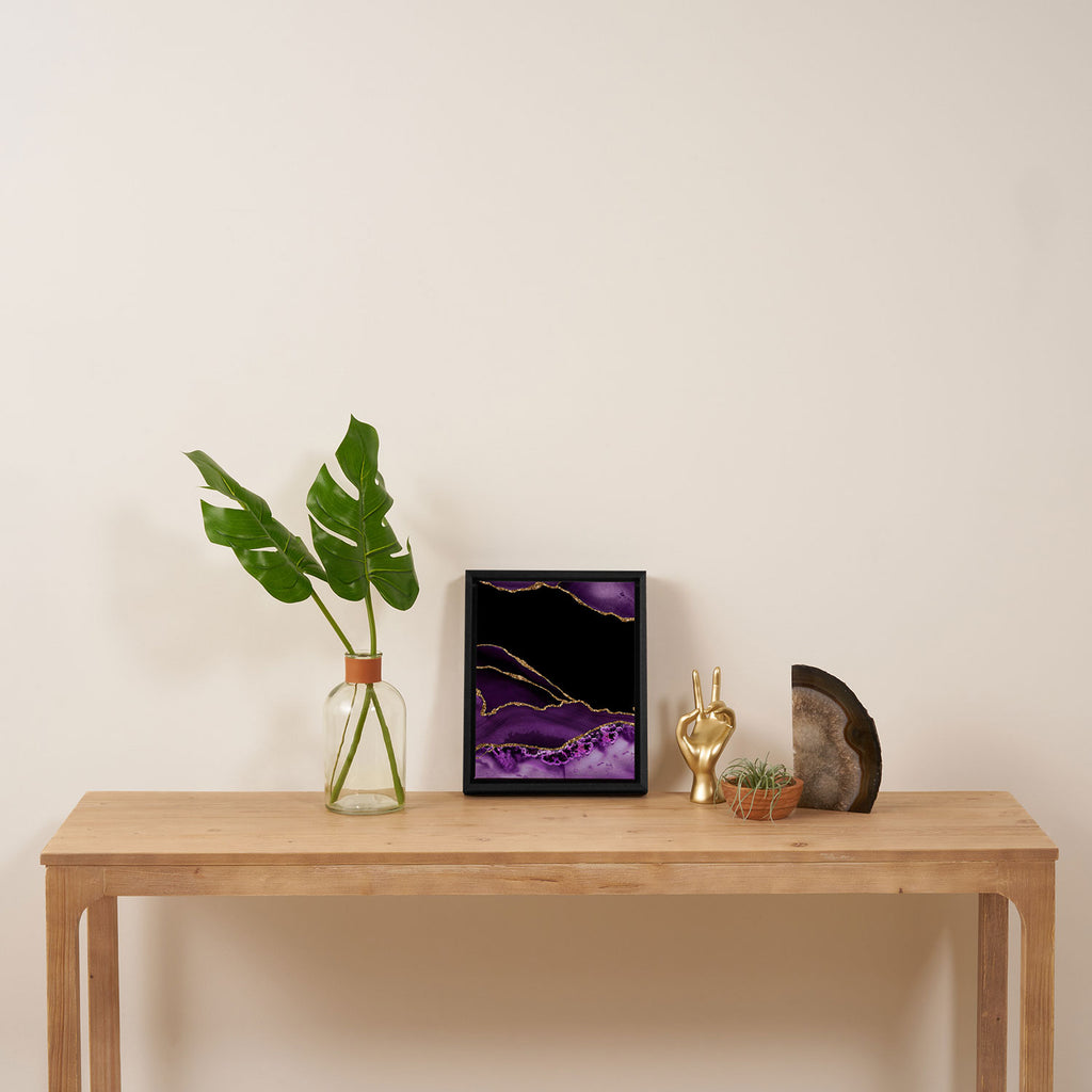 Purple Agate With Gold Glitter Veins Framed Canvas Print Gallery Image 4
