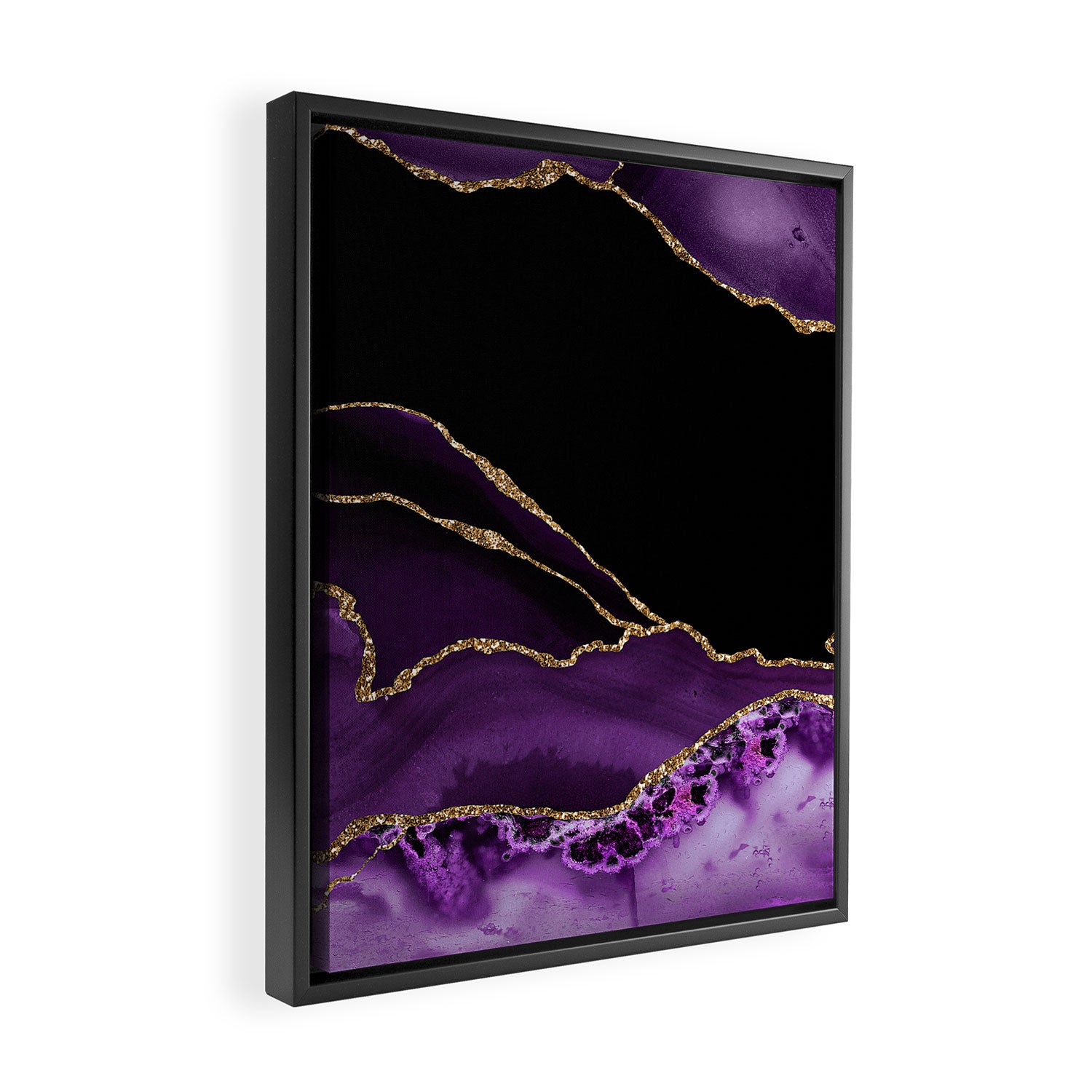 Purple Agate With Gold Glitter Veins Framed Canvas Print Gallery Image 2