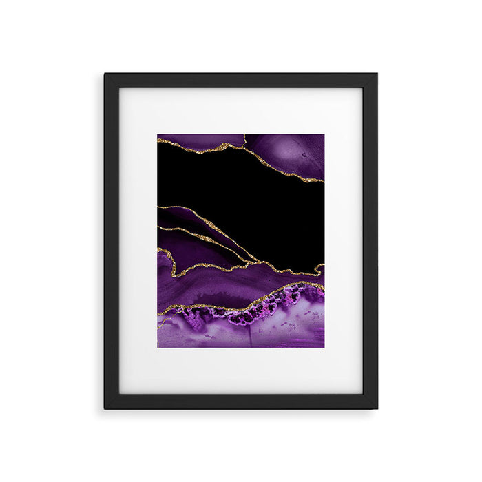 Purple Agate With Gold Glitter Veins Framed Art Print Gallery Image 1