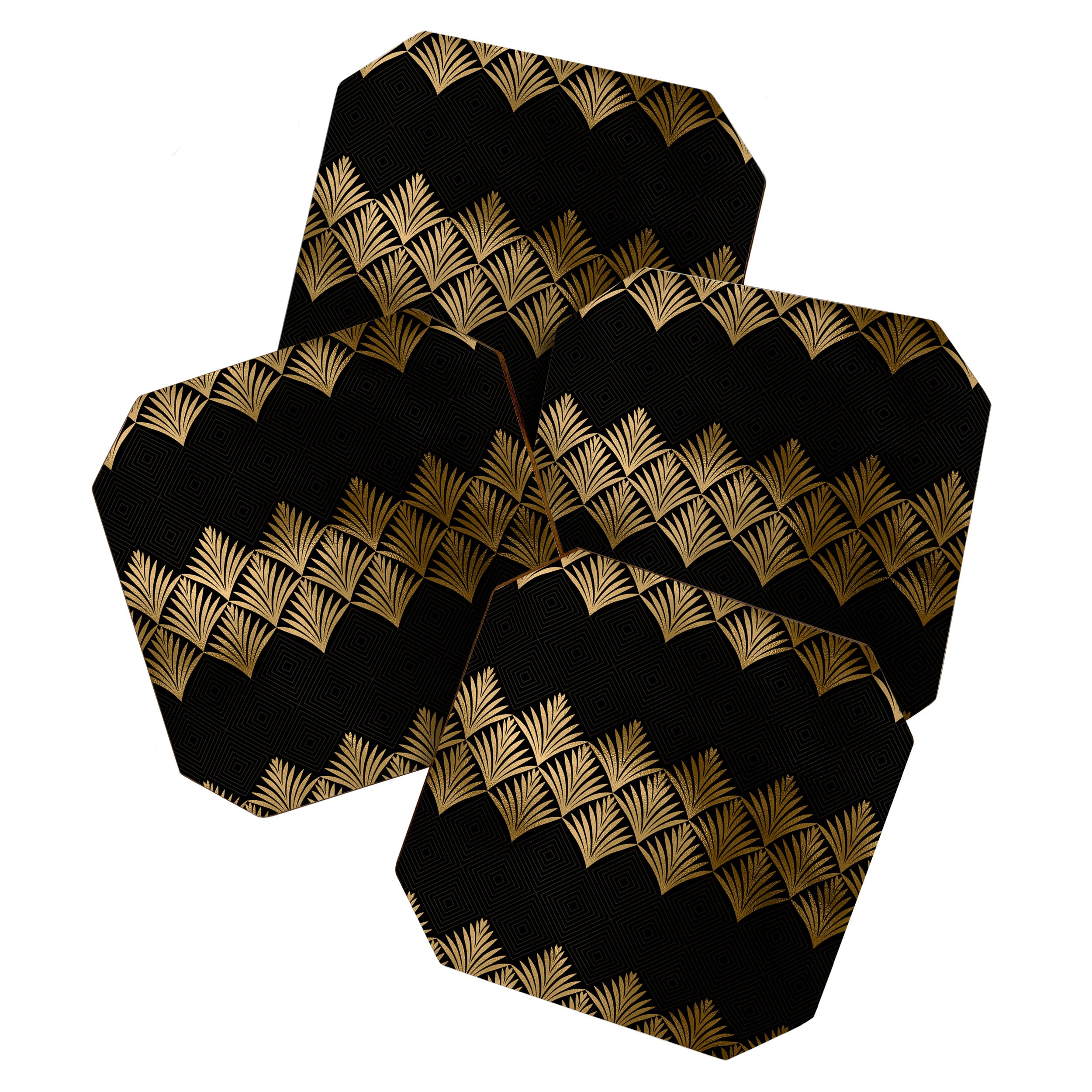 Reims France Luxueux Black and Gold Art Deco Coaster Gallery Image 1