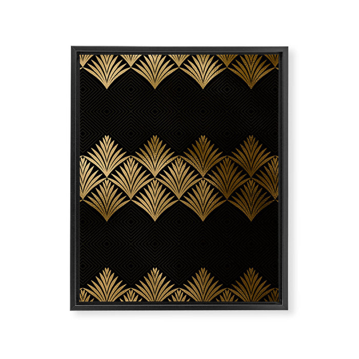 Reims France Luxueux Black and Gold Art Deco Framed Canvas Print Gallery Image 1