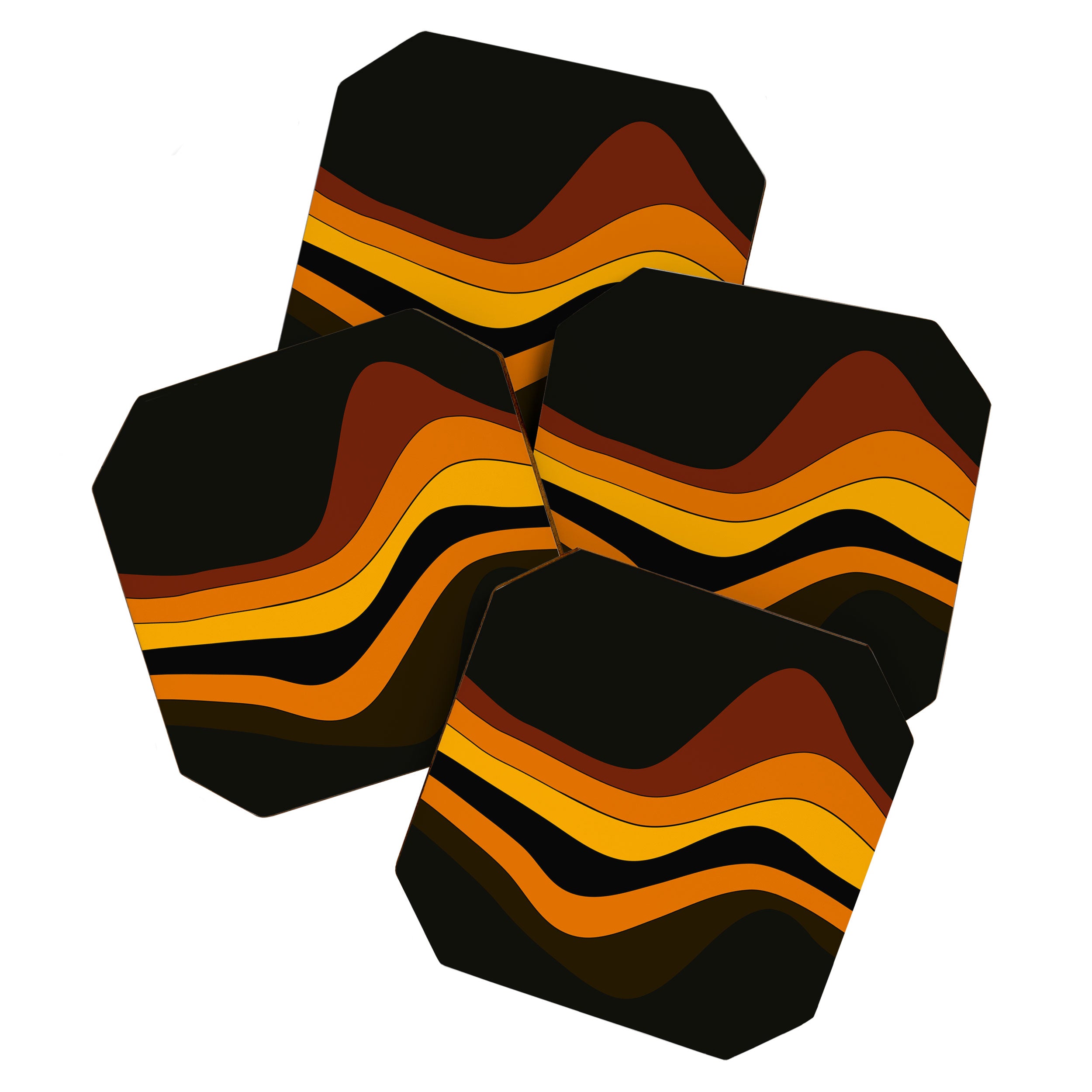 Retro 1970's Groovy Lines Colorful Designs Trending Art Coaster Gallery Image 1