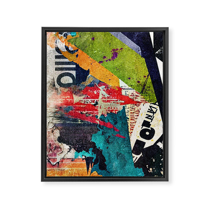 Urban Industrial Graffiti-Inspired Collage Art Aesthetic Abstract Framed Canvas Print Gallery Image 8