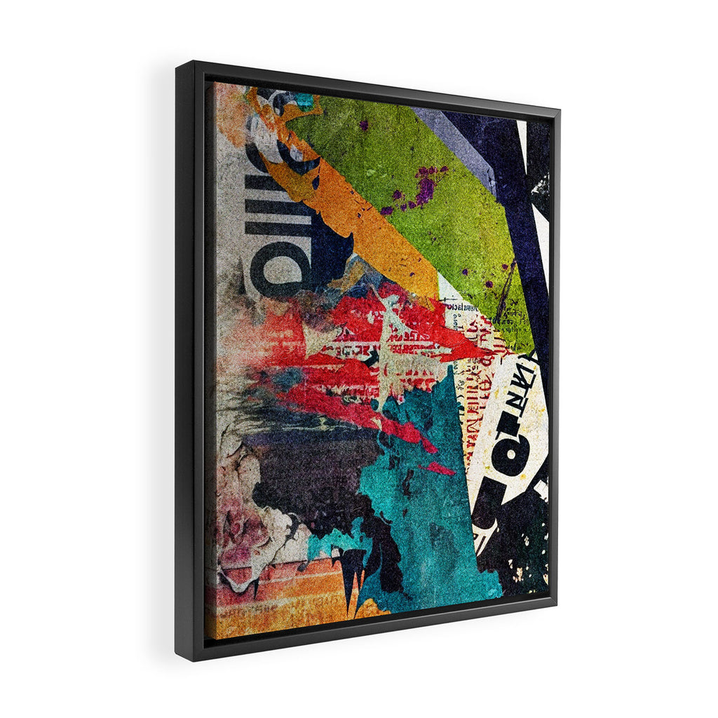 Urban Industrial Graffiti-Inspired Collage Art Aesthetic Abstract Framed Canvas Print Gallery Image 2