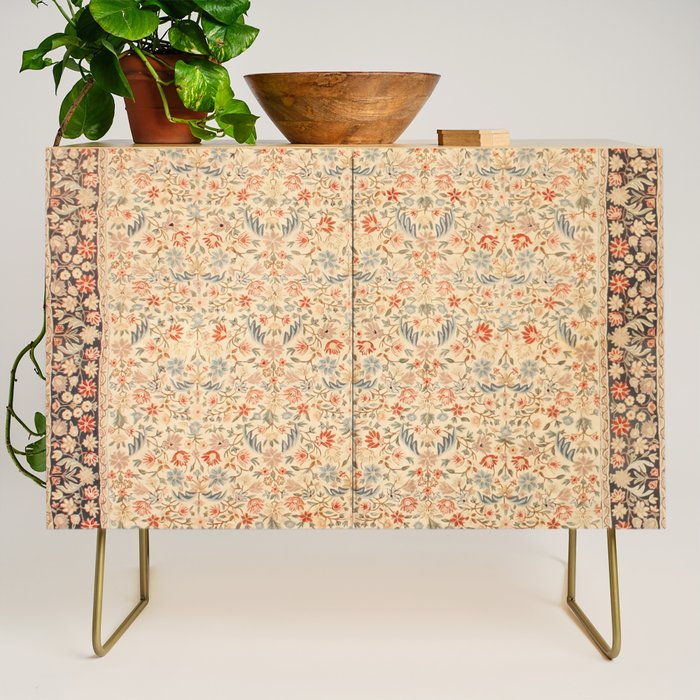 Vintage Floral Indian Rug Print Credenza Gallery Image 1