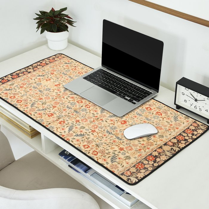 Vintage Floral Indian Rug Print Desk Mat Gallery Image 2