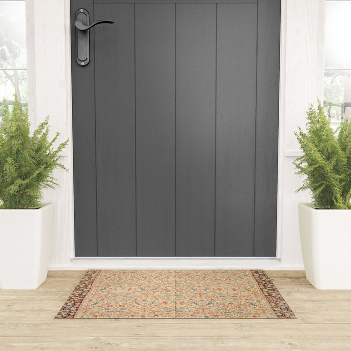 Vintage Floral Indian Rug Print Welcome Mat Gallery Image 3