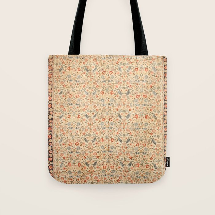 Vintage Floral Indian Rug Print Tote Bag Gallery Image 1