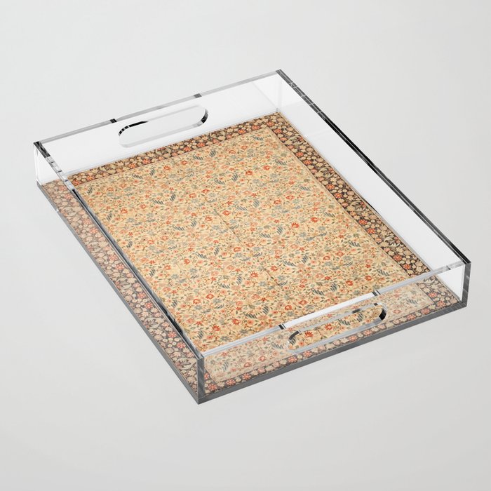Vintage Floral Indian Rug Print Acrylic Tray Gallery Image 1