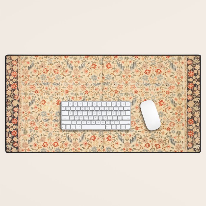 Vintage Floral Indian Rug Print Desk Mat Gallery Image 1