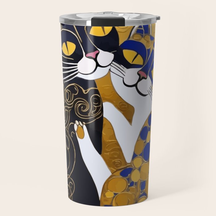 Gustav Klimt Cat Kiss Travel Mug Gallery Image 1
