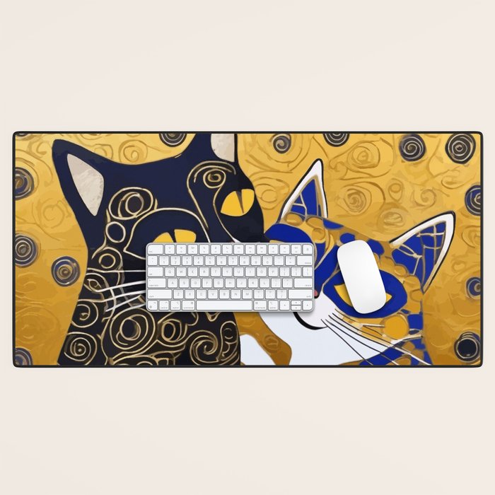 Gustav Klimt Cat Kiss Desk Mat Gallery Image 1